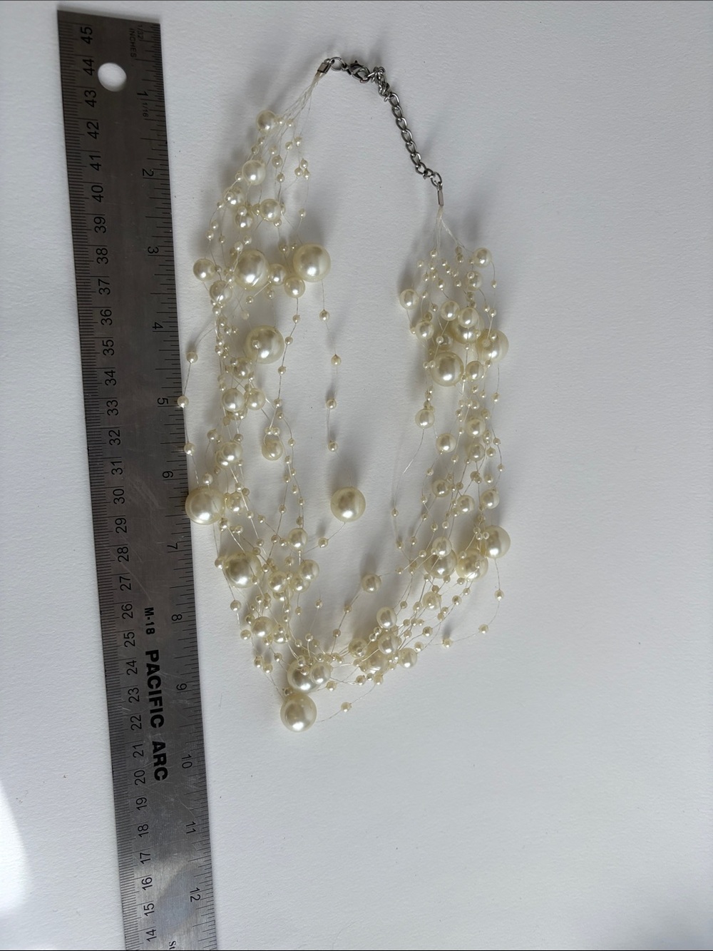 Multi-Strand Pearl Bead Spray Necklace - Ivory Elegance - Picture 4 of 4